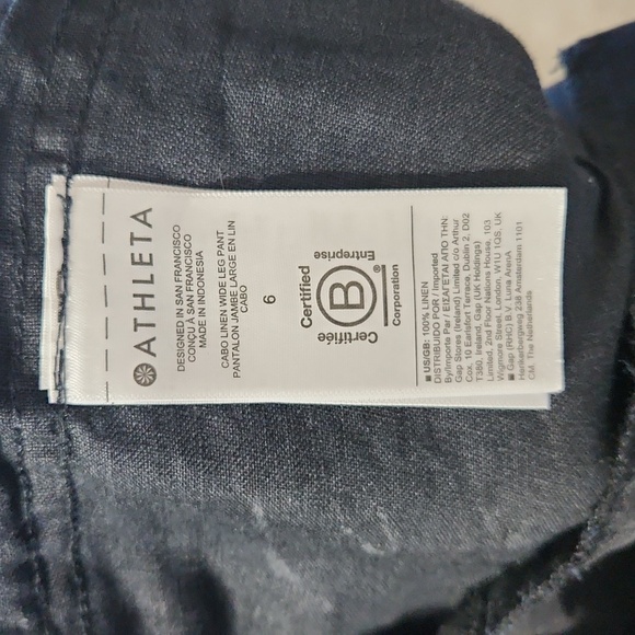 Athleta Cabo Linen Wide Leg Pant Pull On Drawstring Black Size 6 - Picture 10 of 12
